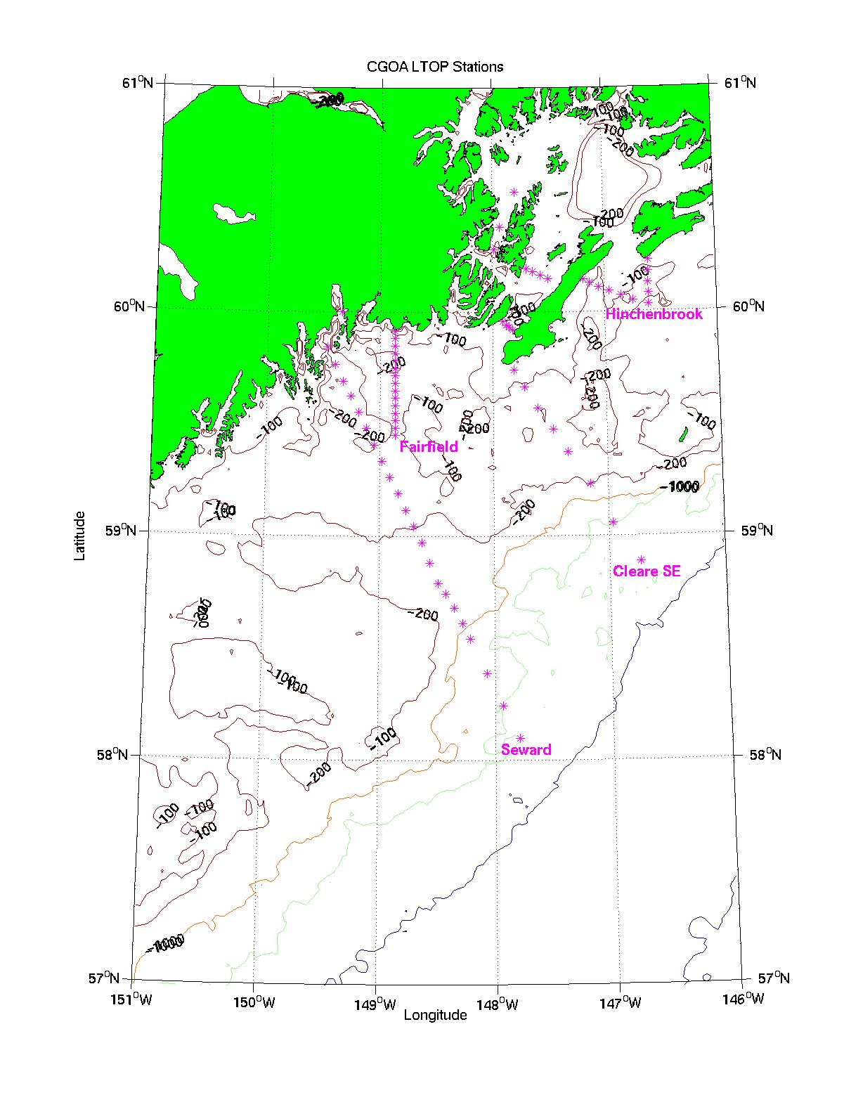 map of CGOA-LTOP Stations