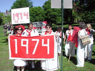 Lining up for the alumnae parade. With 