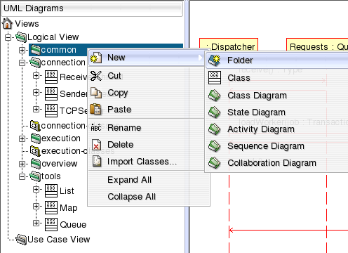 Organizing a Model with Logical Folders in Umbrello UML Modeller