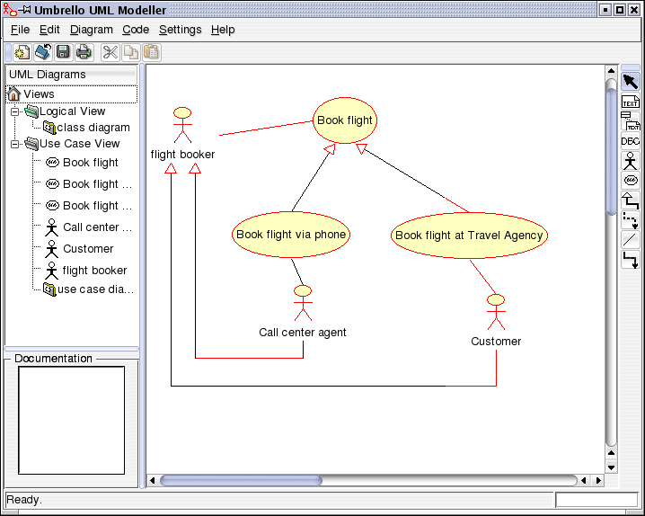Umbrello UML Modeller showing a Use Case Diagram